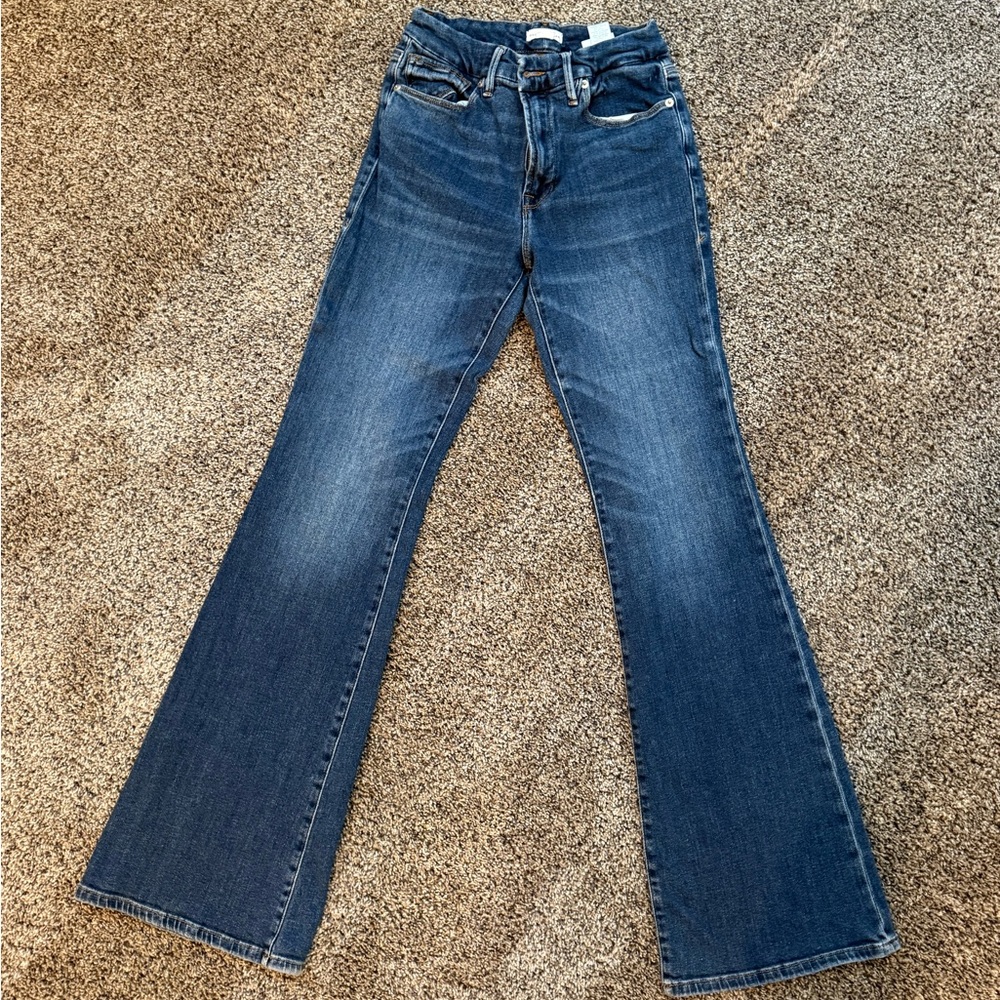 Good American Dark Blue Flare Jeans